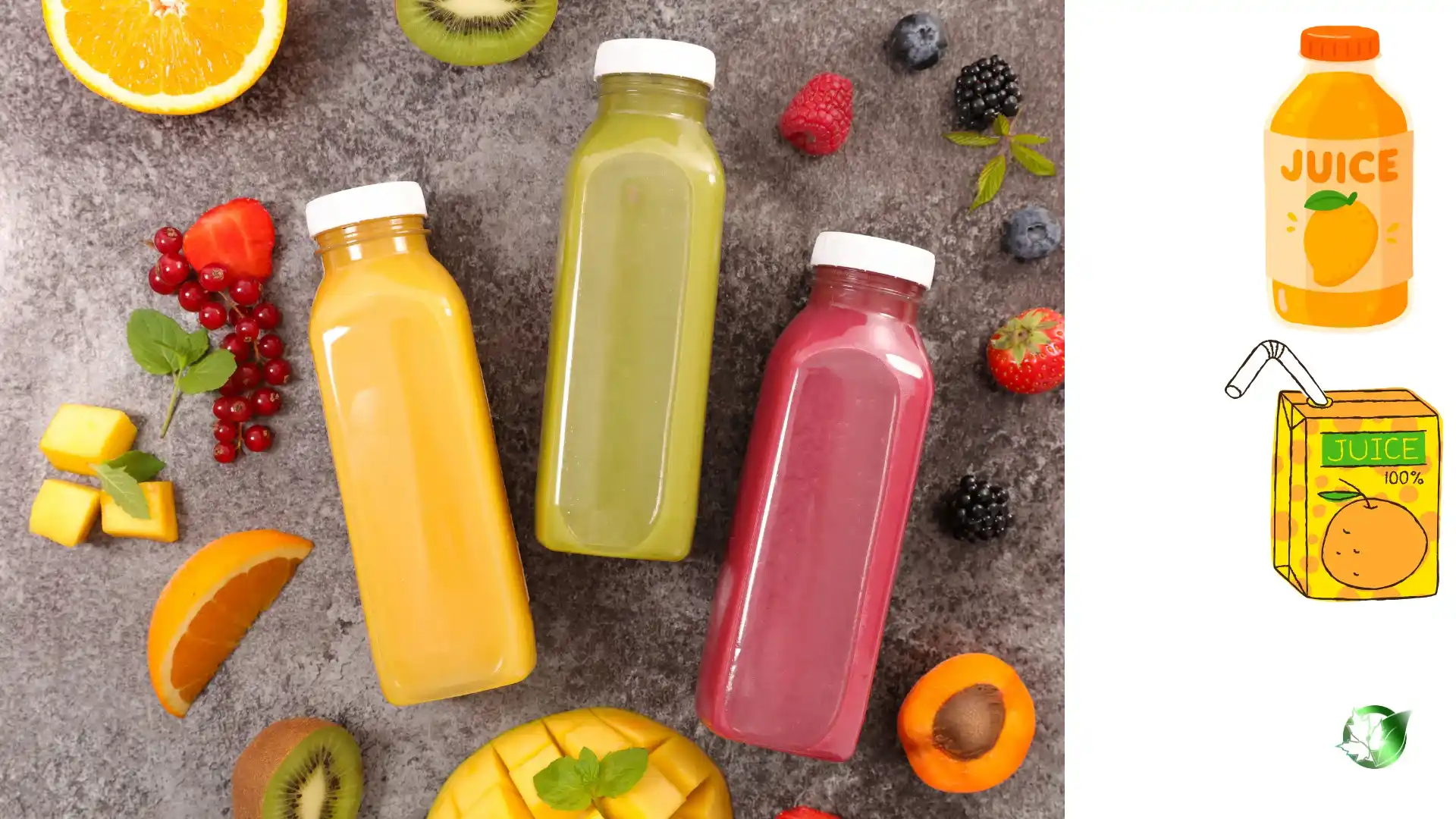 Commercial presentation of Fruit Juice for wholesale product evaluation and buyer review.